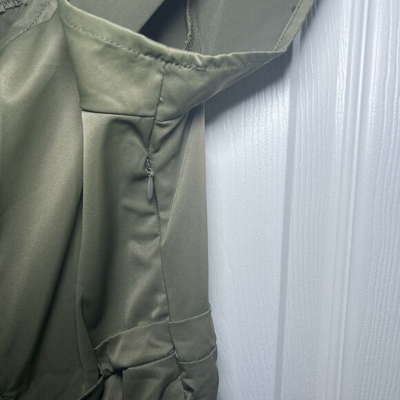 STAR STYLE Women Olive Green Cap Sleeve Trench-Style Belted Midi Dress SZ 1X - Picture 5 of 8